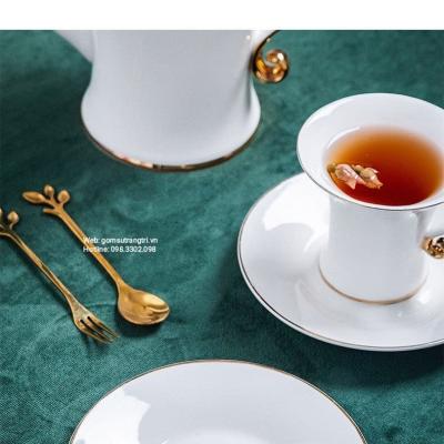 BỘ ẤM TÁCH TRÀ VIỀN VÀNG KÈM KHAY